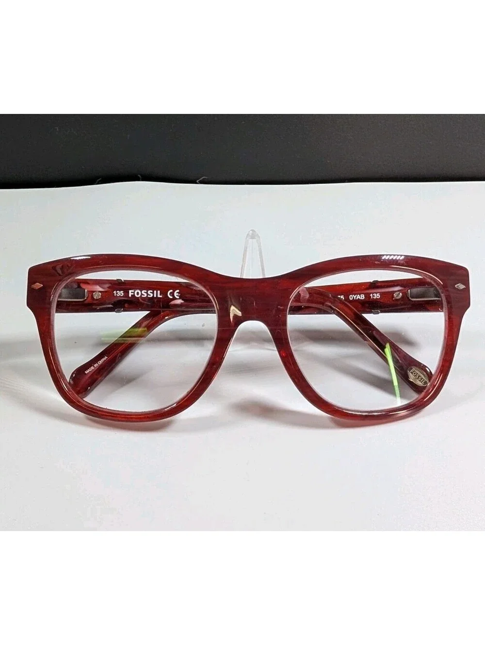 Fossil Womens 51mm Red Horn FOS6075 YAB Oversized Square Eyeglass Frames Eyewear